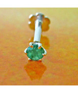 3mm Real EMERALD 14k Gold Nose Lip Labret Monroe Piercing Screw Ring Pin... - $180.32 CAD