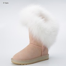Real Raccoon White Fox Fur Cow Suede Leather Women Sexy Fashion High Winter Snow - £164.76 GBP
