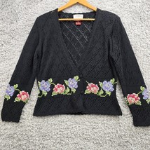 Susan Bristol Sweater Womens Small Cardigan Embroidered Flowers Cottagec... - $47.47