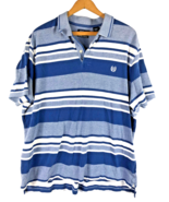 Chaps Ralph Lauren Polo Shirt XL Blue &amp; White Stripe Textured Rugby Styl... - $629.10 MXN