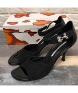 Donald J. Pliner JUN black mesh elastic heeled sandals women’s size 8.5 - £62.90 GBP