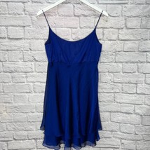 Vintage Kay Unger Evening Babydoll Dress Y2K Metallic Blue Size 8 Sleeve... - $79.15