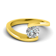 0.50CT Forever One VVS2 Moissanite Modern Solitaire Ring 14K Yellow Gold - $460.35