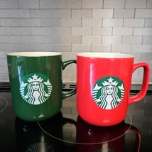 2020 Starbuck’s 18 oz Holiday Mug Pair Set Of 2 -Green Red. Mermaid Sire... - $29.70