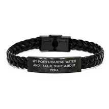 Nice Portuguese Water Dog Braided Leather Bracelet, My Portuguese Water and I Ta - £17.24 GBP