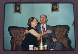 VTG 1952 Kodak Kodachrome Slide Christmas Time Happy Couple on Couch MCM... - $9.99