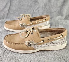 Sperry Shoes Womens Size 9.5 Tan Leather Angelfish Varsity Boat Casual Slip On - £28.48 GBP
