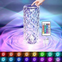 Crystal Table Lamp Touch Remote Control Modern Nightstand Lamp 16 Colors Changin - £39.55 GBP