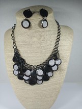 Vintage Enamel over Metal 18&quot; DANGLING CIRCLES Necklace &amp; Pierced  wire Earrings - $25.99