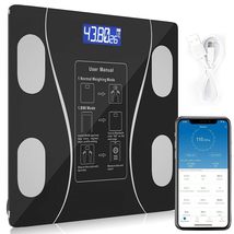 Wireless Intelligent Digital Bathroom Tempered Glass Platform BMI, 396 lbs - £14.11 GBP