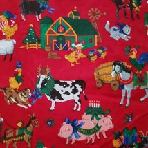 Pillowcase Cranston VIP Christmas Farm Animals Red Cotton  21&quot;x34&quot; - £9.90 GBP