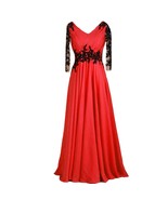 Kivary Vintage Sheer Long Sleeves V Neck Beaded Formal Prom Evening Dres... - $128.69