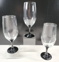 3 Luminarc Domino Signature Black Iced Tea Set Clear Bowl Elegant Cristal France - $39.27