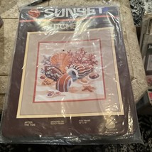 Vintage '82 Sunset Stitchery 2204 "After the Tide" Shells 16" x 16" Kit #1193 - $21.49