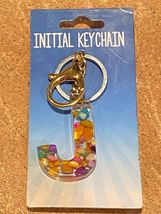 1.25" "J" Initial Plastic Keychain w/Multicolored Stones *NEW* g2 - $9.99