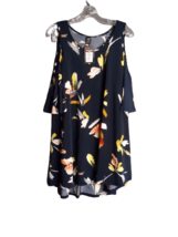 Lildy Cold Shoulder Tunic Size L/XL Navy With Multicolored Floral Poly Blend New - £13.65 GBP