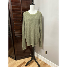 Treasure &amp; Bond Womens Pullover Sweater Green Long Sleeve Ribbed Plus 2XL New - £19.01 GBP