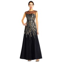 NWOT Aidan Mattox Womens Size 6 Illusion Neck Long A-Line Maxi Dress Gown NEW - $171.50