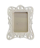 Vintage Picture Frame White Embossed Ceramic Baroque Design Gold Trim Ho... - $461.34 MXN