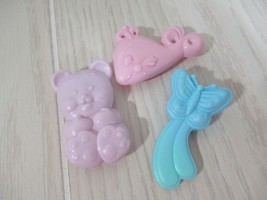 Vintage My Little Pony pink whale purple teddy bear blue butterfly 3 brush lot - £7.81 GBP