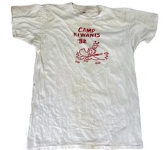 VTG 80s Camp Kiwanis &#39;82 T-Shirt Grunge Distressed White/Red XL FOTL - $49.50