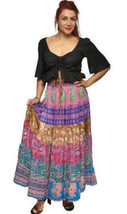 New Sacred Threads One Size Colorful Tiered Gypsy Long Elastic Waist Skirt - £26.96 GBP