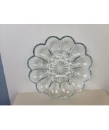 Vintage Clear Glass Egg Plate 10&quot; Flower Design in Center - £19.49 GBP