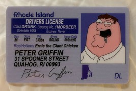 Peter Griffin Family Guy Rhode Island Drivers License Novelty ID Animated Stewie - £7.01 GBP