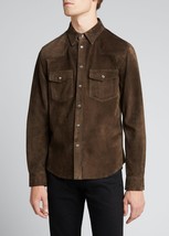 Men designer sheepskin suede leather jacket shirt #42 - £118.14 GBP