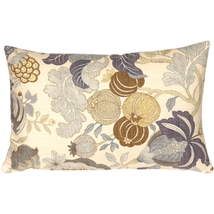 Harvest Floral Blue 16x24 Throw Pillow, Complete with Pillow Insert - £49.58 GBP