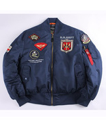 blue men&#39;s USPilot Jacket USAF Army Military Fans Air Force WADDED JACKET - $82.00