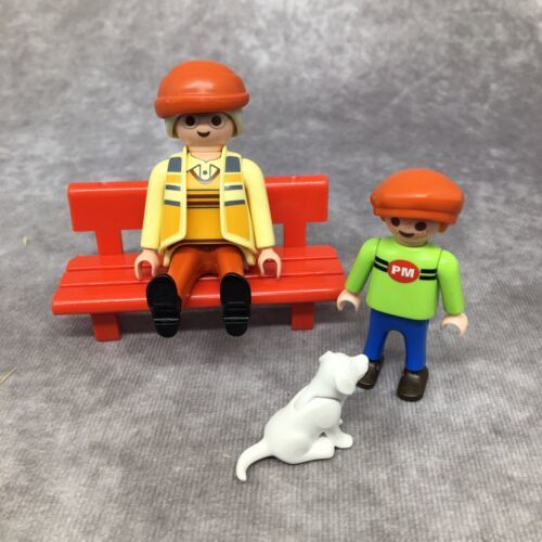 Playmobil Grandmother on Park Bench & Child Playing w/Puppy - $9.79