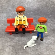 Playmobil Grandmother on Park Bench &amp; Child Playing w/Puppy - $9.79