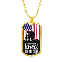 Stand For The Flagstainless Steel or 18k Gold Dog Tag 24&quot; - £37.49 GBP+