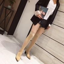 4 Colors Women&#39;s Over The Knee Sock Boots Autum Thick Heel Knitting Sock Boots P - £55.58 GBP