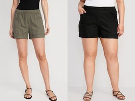 Old Navy Women&#39;s Short, High-Waisted Linen-Blend Utility Shorts for Women, - £7.56 GBP