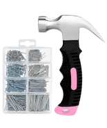 560Pcs Picture Hanging  Assortment Kit &amp; Pink 8Oz Small Hammer. - £21.47 GBP