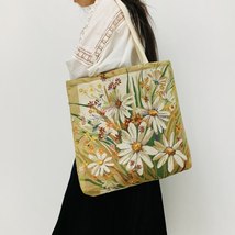 Women Shoulder Bag Hand Embroidery Pretty Flowers Bohemia Style Canvas Shopping  - £23.02 GBP