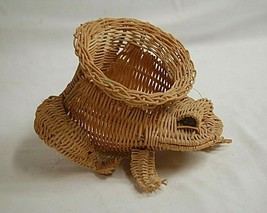 Old Vintage Rustic Art Wicker Frog Display Basket Figurine w Marble Eyes... - £23.21 GBP
