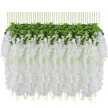 10Pcs 3.2 Feet Artificial Flower Wisteria Vine Ratta Hanging Wedding Decor Garla - £32.06 GBP