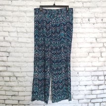 DB Established 1962 Pants Women 1X Blue Geometric Abstract Rayon Pull On... - $24.88
