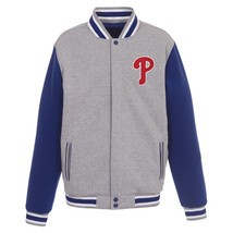 MLB Philadelphia Phillies  Reversible Full Snap Fleece Jacket JHD  2 Front Logos - £93.86 GBP