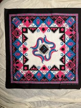 Wamcraft Southwestern Blue Pink Bandana 50% Cotton 50% Polyester Made in... - $9.90