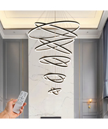 10-Ring Modern LED Chandelier Black Dimmable Pendant Light for Foyer Liv... - $640.00