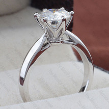 Engagement Ring 1.80Ct White Round Moissanite 14k White Gold Solitaire Size 6.5 - £204.11 GBP