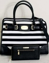 Michael Kors Hamilton Large Black White Striped Tote Bag +/OR Wallet Setnwt! - £75.07 GBP+
