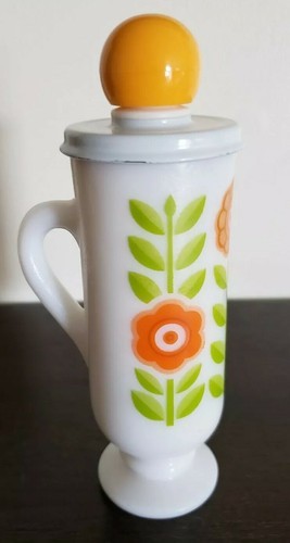 Vintage Collectible Avon Dutch Treat Demi Cup Milk Glass Floral Design ~ 3 Item image 3