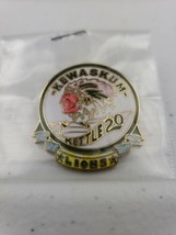 RARE Vintage Kewaskum Kettle 20 Native Indian Green &amp; White Lions Club Pin - £11.79 GBP