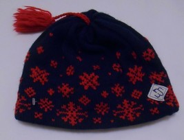 MURRAY MERKLEY Vintage WOOL SKI HAT Snowflake Pattern Tassel Blue Cherry... - $34.95