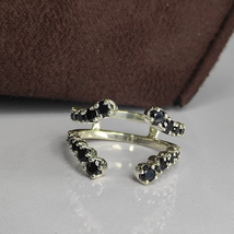 Vintage Round Cut Black Diamond Enhancer Wrap Ring Engagement 14K White Gold Pla - £101.87 GBP